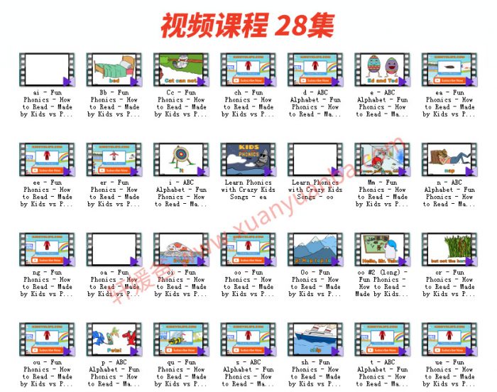 《Fun & Easy English Phonics》28集 自然拼读最高效最简动画片教学 MP4视频格式 百度云网盘下载