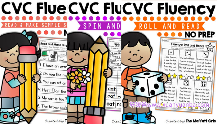 《CVC Fluency THE BUNDLE》全12册单词综合练习册PDF 百度云网盘下载