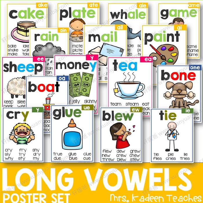 《Phonics Poster》自然拼读闪卡110+发音规则 PDF百度云网盘下载