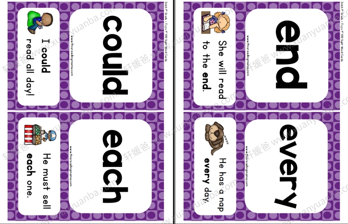 《高频词彩色闪卡1-5级》英语启蒙闪卡高清PDF百度云网盘下载