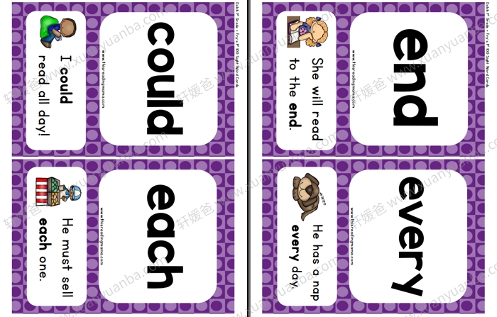 《高频词彩色闪卡1-5级》英语启蒙闪卡高清PDF百度云网盘下载