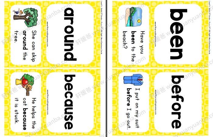 《高频词彩色闪卡1-5级》英语启蒙闪卡高清PDF百度云网盘下载