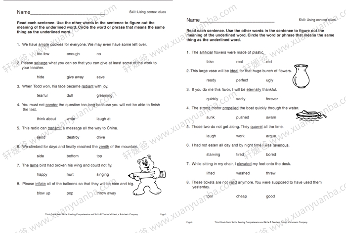 《Reading Comprehension and Reading Skills G1-G6》阅读理解练习册附带答案 PDF百度云网盘下载