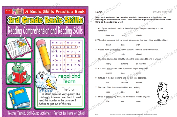 《Reading Comprehension and Reading Skills G1-G6》阅读理解练习册附带答案 PDF百度云网盘下载