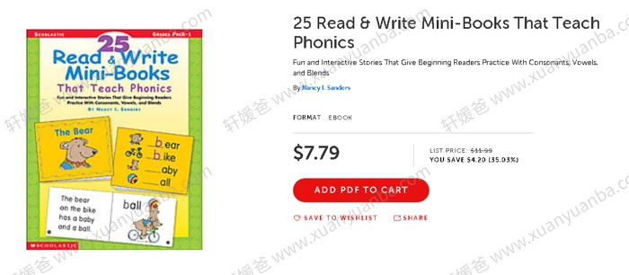 《25 Read & Write Mini-books That Teach Phonics》学乐自然拼读迷你练习册PDF百度网盘下载