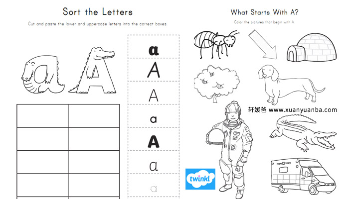 《Twinkl 字母练习系列》A-Z每个字母多套练习纸 PDF百度云网盘下载
