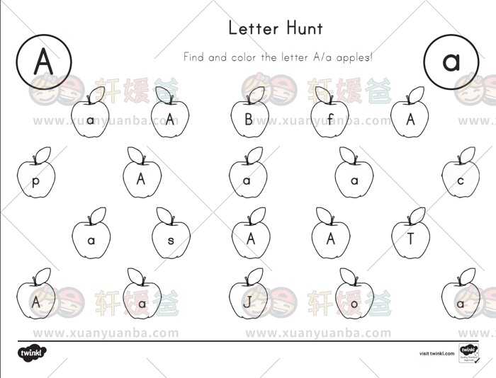 《Twinkl 字母练习系列》A-Z每个字母多套练习纸 PDF百度云网盘下载