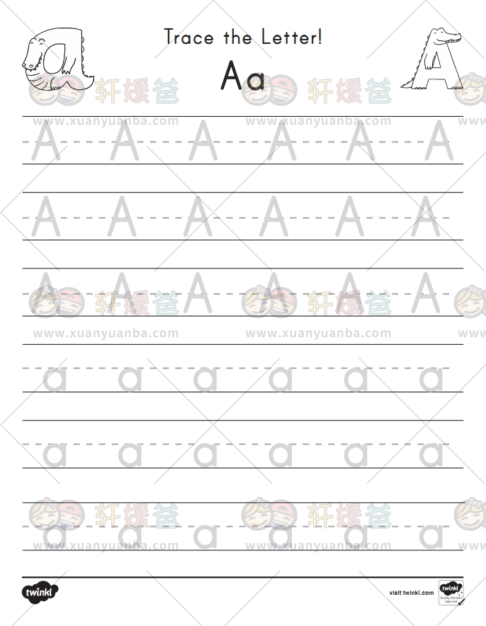《Twinkl 字母练习系列》A-Z每个字母多套练习纸 PDF百度云网盘下载