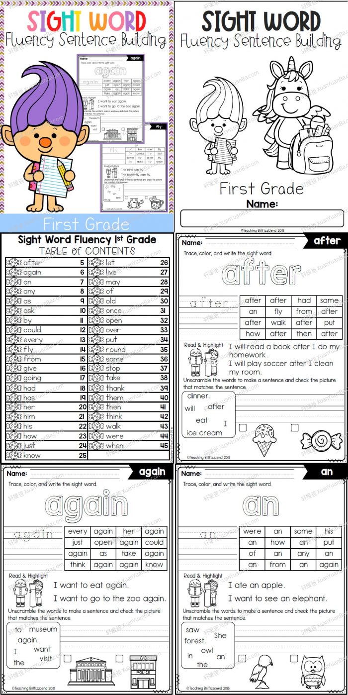 《Sight Word Fluency Sentence Scramble》3册高频词英语句子组合练习PDF 百度云网盘下载