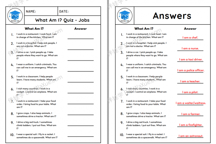《What Am I?》我是说谁？猜谜练习纸4套含答案PDF 百度云网盘下载