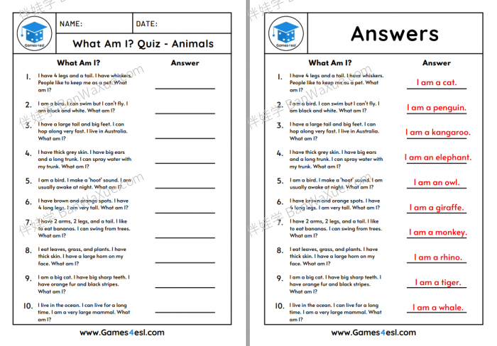 《What Am I?》我是说谁?猜谜练习纸4套含答案PDF 百度云网盘下载