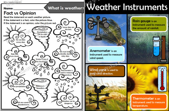 《Weather Worksheet》关于天气主题的英文练习纸合集8套PDF 百度云网盘下载