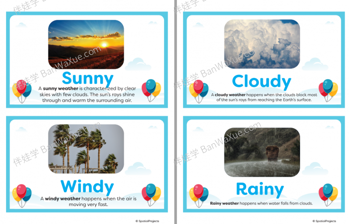 《Weather Worksheet》关于天气主题的英文练习纸合集8套PDF 百度云网盘下载