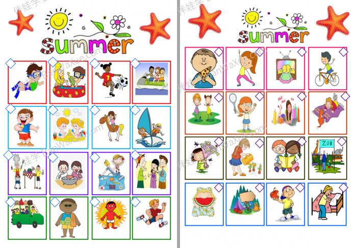 《Summer worksheets》夏天主题专项练习7份 PDF百度网盘下载