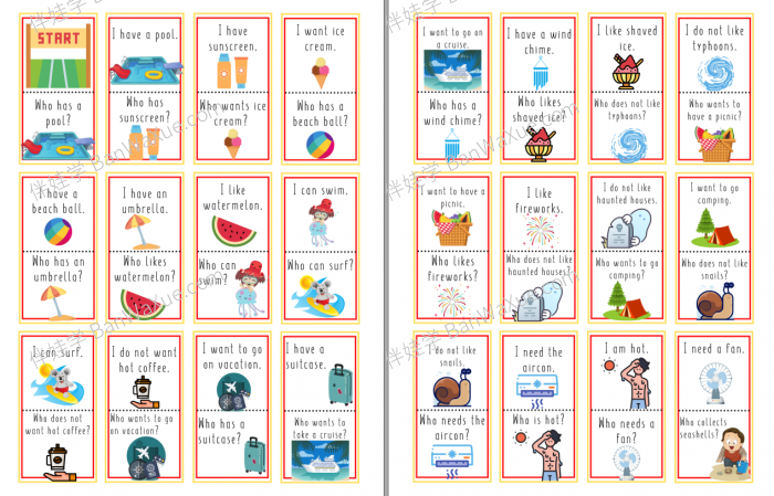 《Summer worksheets》夏天主题专项练习7份 PDF百度网盘下载