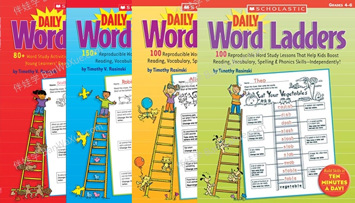 《Scholastic Daily Word Ladders》四册学乐爬梯词汇英文练习册PDF 百度云网盘下载