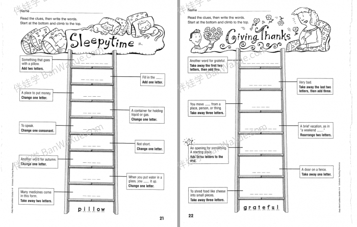 《Scholastic Daily Word Ladders》四册学乐爬梯词汇英文练习册PDF 百度云网盘下载