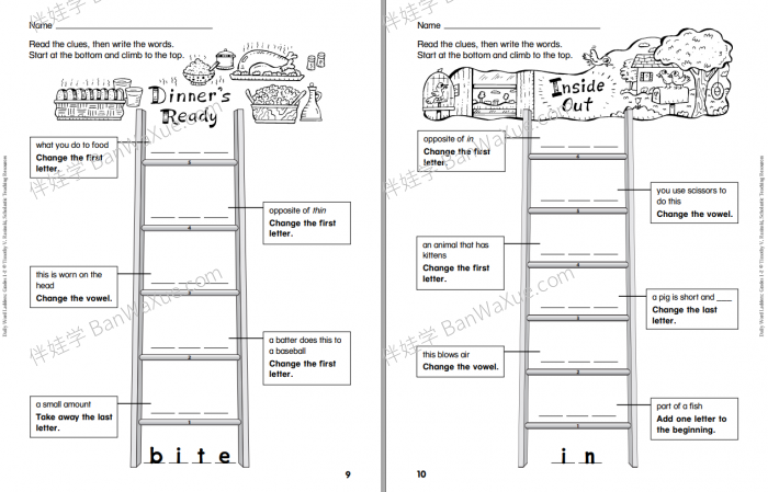 《Scholastic Daily Word Ladders》四册学乐爬梯词汇英文练习册PDF 百度云网盘下载