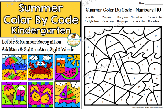《Color By Code First Grade Bundle》四季涂色游戏英文练习纸全4册PDF 百度云网盘下载
