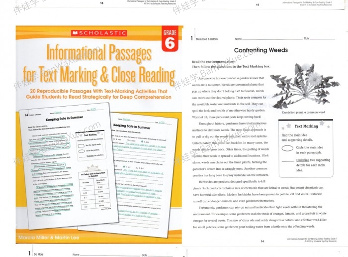 《SHOLASTIC Marking Close Reading G2-G6》美国小学学乐深度阅读技巧练习册PDF 百度云网盘下载