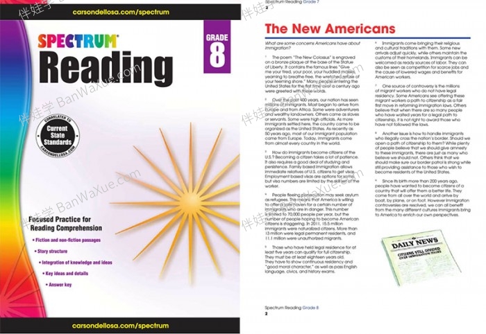 《Spectrum Reading GK-G8》美国小学光谱阅读理解练习册PDF 百度云网盘下载 精品资源 14秒前 0