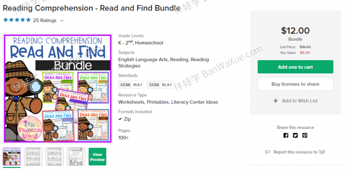 《Read and Find Bundle》五册阅读理解小短文英文练习册PDF 百度云网盘下载