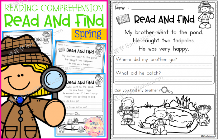 《Read and Find Bundle》五册阅读理解小短文英文练习册PDF 百度云网盘下载