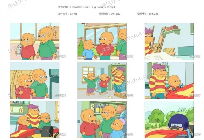 《The Berenstain Bears》贝贝熊一家中英文动画视频MP4+高清英文绘本PDF 百度云网盘下载
