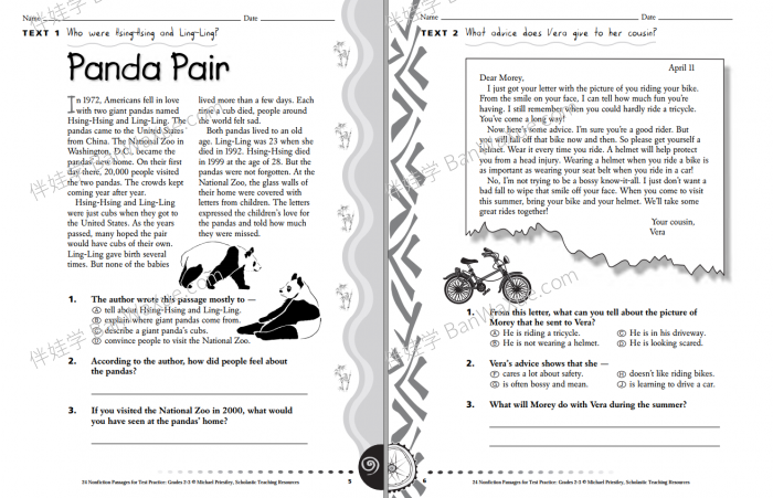 《非虚构阅读练习 24 Nonfiction Passages for Test Practice G2-G8》英文练习册PDF 百度云网盘下载