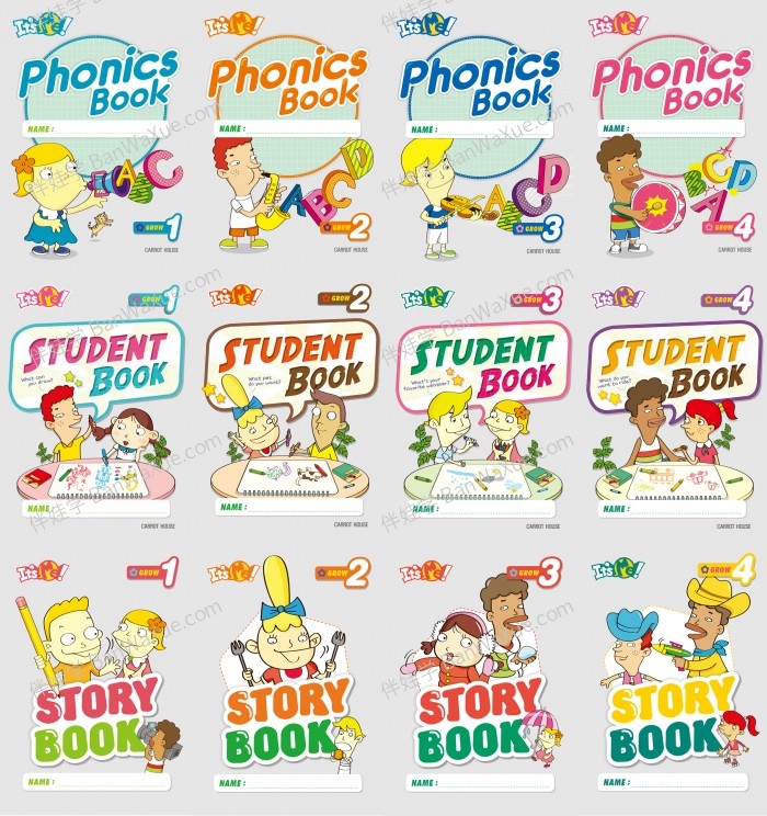 《自然拼读 Its Me Grow》1-4级学生用书自然拼读故事书练习册PDF 百度云网盘下载