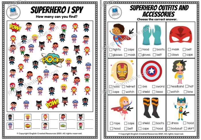 《超级英雄主题练习Super Kids》英文家庭作业纸 PDF 百度网盘下载