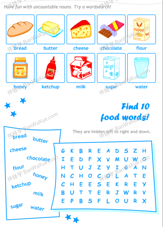 《可数和不可数名词》一分钟语法练习7份PDF 百度云网盘下载