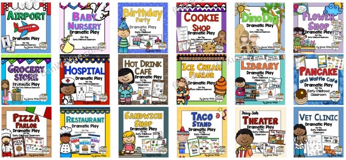 《Dramatic Play Bundle》18册自然拼读职业认知游戏英文教具素材包PDF 百度云网盘下载