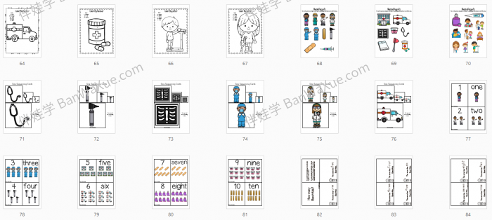 《社区帮手儿童医生套件和儿童医生游戏 Medical Printable Packed》医生主题练习PDF百度云网盘下载
