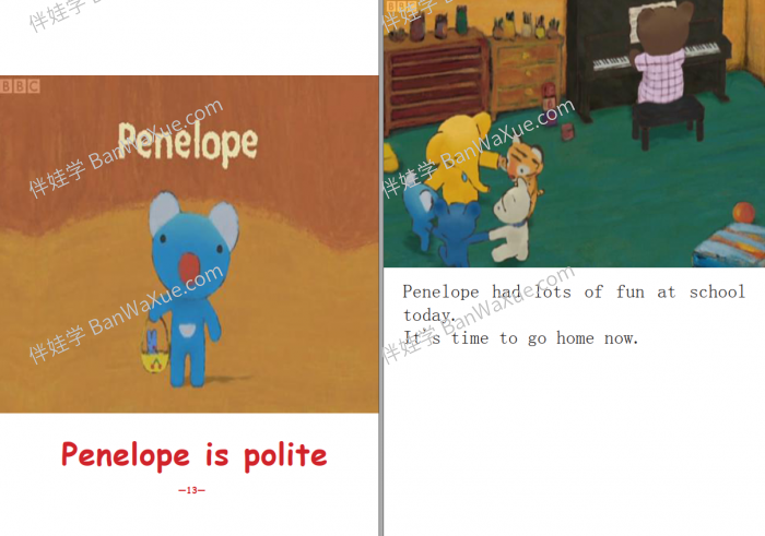 《蓝色小考拉 Penelope》中英文54集全MP4视频+MP3音频+PDF绘本 百度云网盘下载