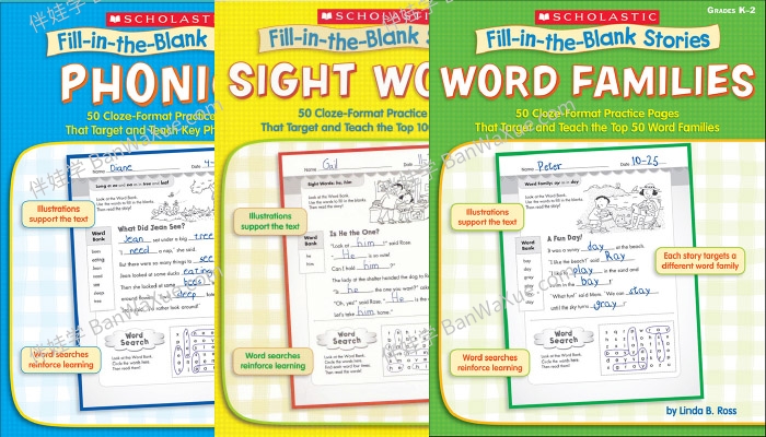 《Fill in the Blank Stories》学乐3册自然拼读练习册PDF 百度云网盘下载