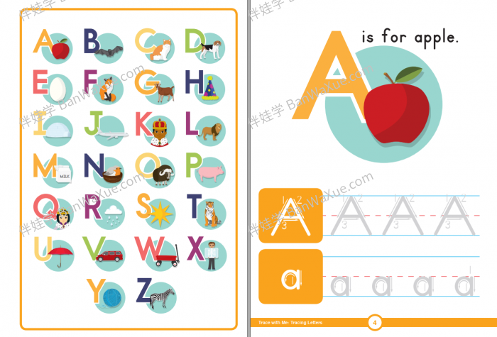 《Trace With Me 儿童英文控笔练习纸》字母数字练习3册PDF 百度云网盘下载