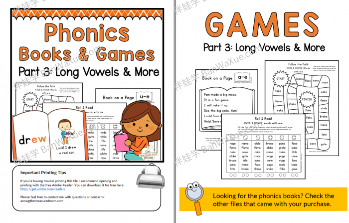 《Phonics Books & Games》自然拼读英文读本游戏练习4册PDF 百度云网盘下载