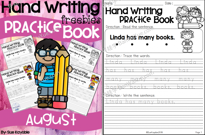 《Hand Writing Practice Book The Bundle》英文书写入门练习纸12册PDF 百度云网盘下载