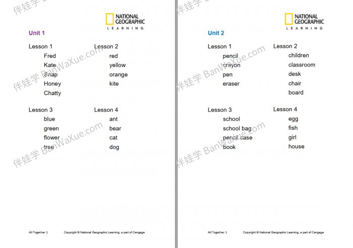 《国家地理 All Together》少儿英文原版英语教材高清教师书+学生书+答案+视频+音频+词汇表 百度网盘下载