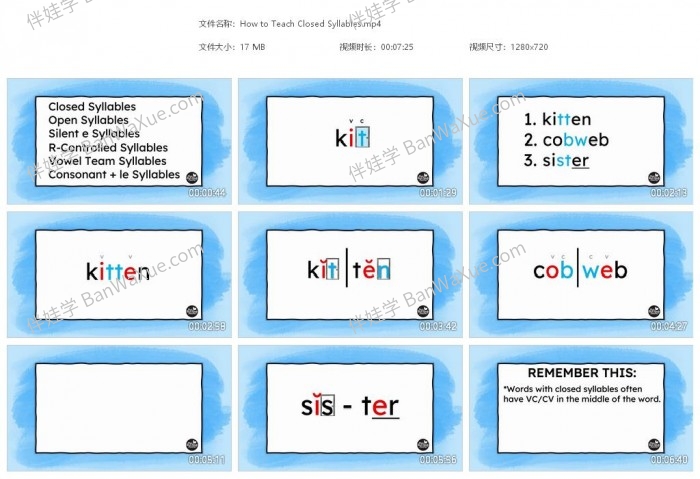 《英语音节syllable学习资源包 音节划分规则+练习册+视频》百度云网盘下载