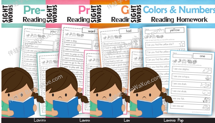 《Sight Words Reading HomeWork 1-4》4册高频词阅读理解英文练习册PDF 百度网盘下载