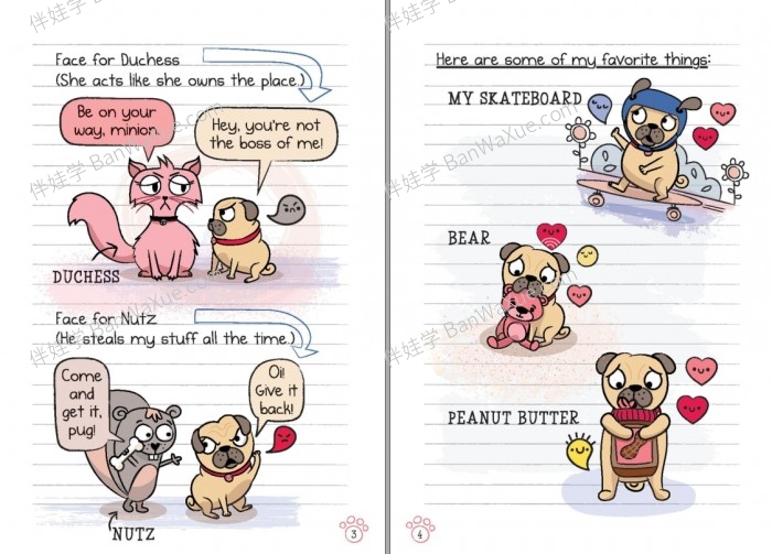 《哈巴狗日记 Diary of a Pug Series 1-4》5-9岁 初级桥梁章节英文漫画阅读PDF 百度云网盘下载