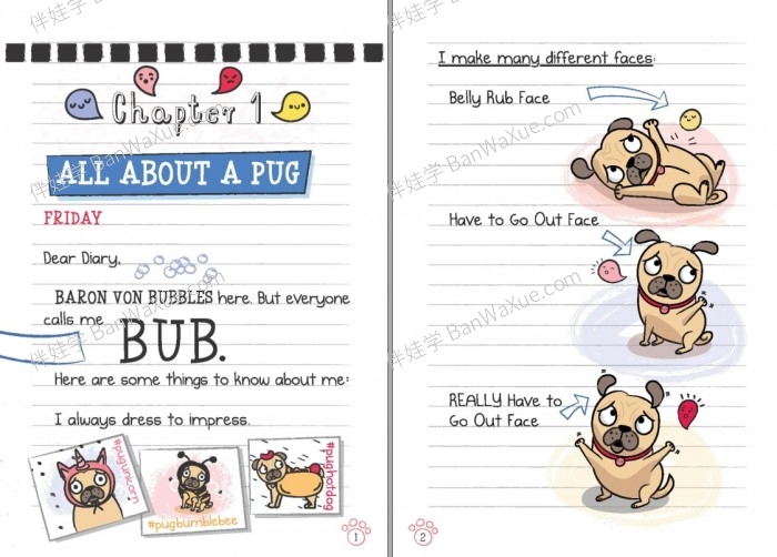 《哈巴狗日记 Diary of a Pug Series 1-4》5-9岁 初级桥梁章节英文漫画阅读PDF 百度云网盘下载