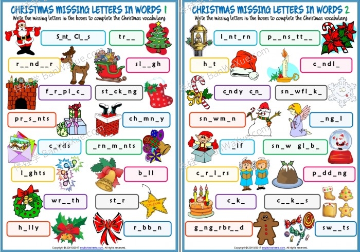 《Christmas vocabulary 圣诞词汇练习纸7份》英文练习册PDF 百度云网盘下载