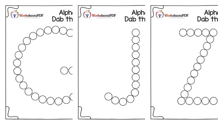 《Printable Alphabet Do a Dot Marker Worksheets》字母点点画练习册 26个字母涂色认知 PDF 百度云网盘下载