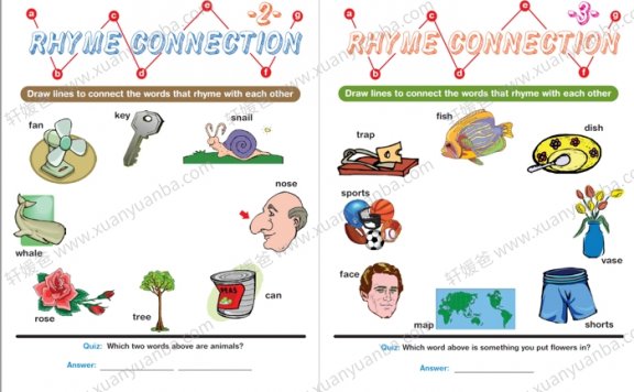 《Rhyme Connection》单词连线练习册 PDF格式 百度云网盘下载