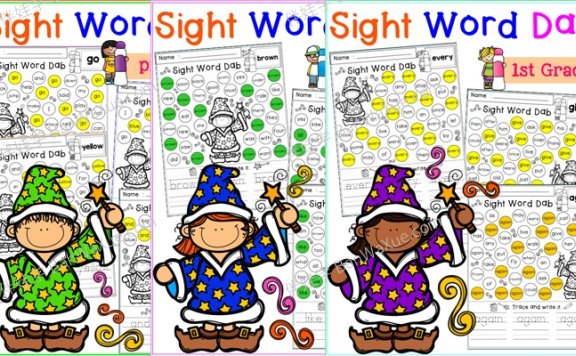 《高频词 Sight Word Dab Bundle》查找高频词涂色书写作业纸3册PDF 百度云网盘下载