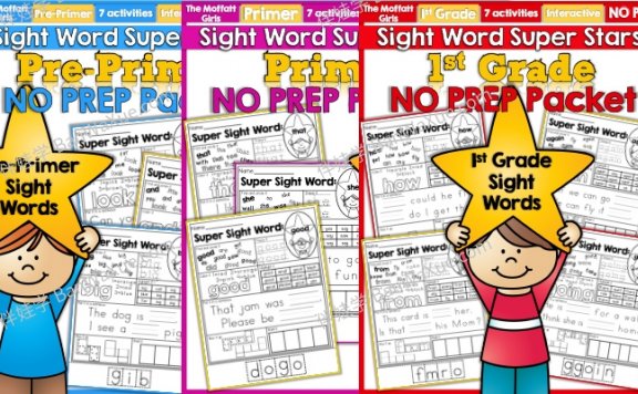 《Sight Words Super Stars 1-5册》高频词趣味涂色练习纸PDF 百度云网盘下载