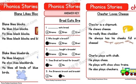 《Phonics Stories》自然拼读小故事阅读理解练习+答案PDF 百度云网盘下载